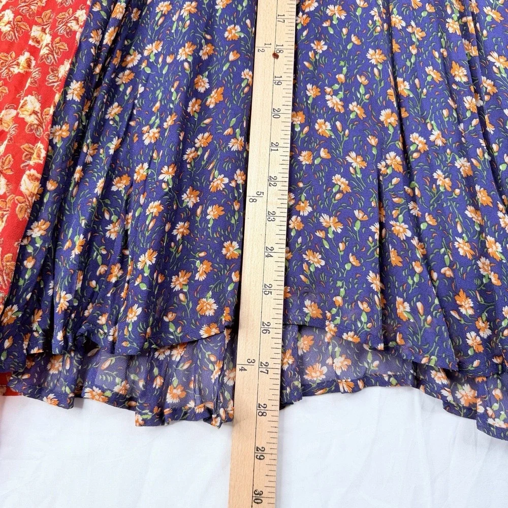 Anthropologie Meadow Rue‎ Midi Skirt Women's SZ-0 Prairie Floral Patchwork Boho